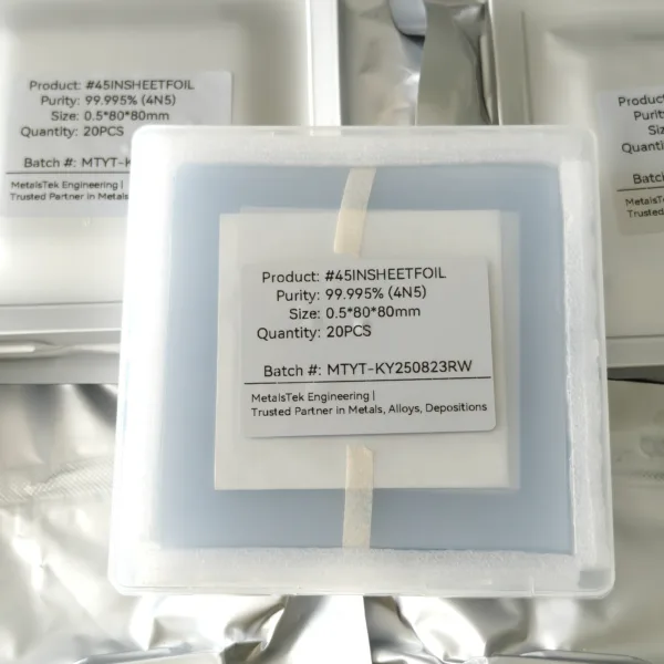 4N5 Indium Sheet Foil Made by MetalsTek