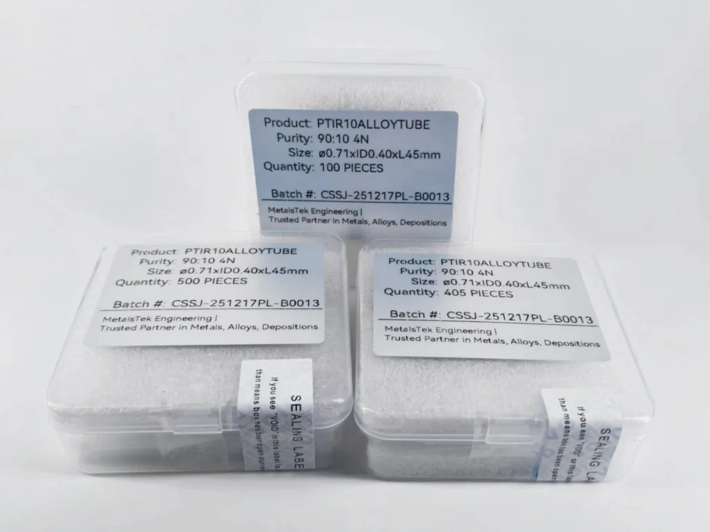 Well packed and sealed Pt/Ir alloy tubes by MetalsTek