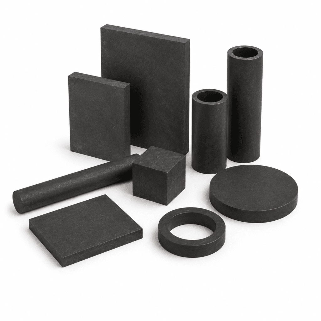 Carbon and graphite stock shapes including plates, rods, tubes, blocks, and sputtering targets