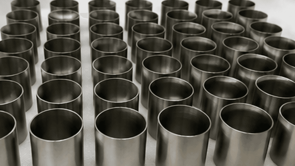 Production batch of 100 custom thin-wall tantalum crucibles made to one drawing