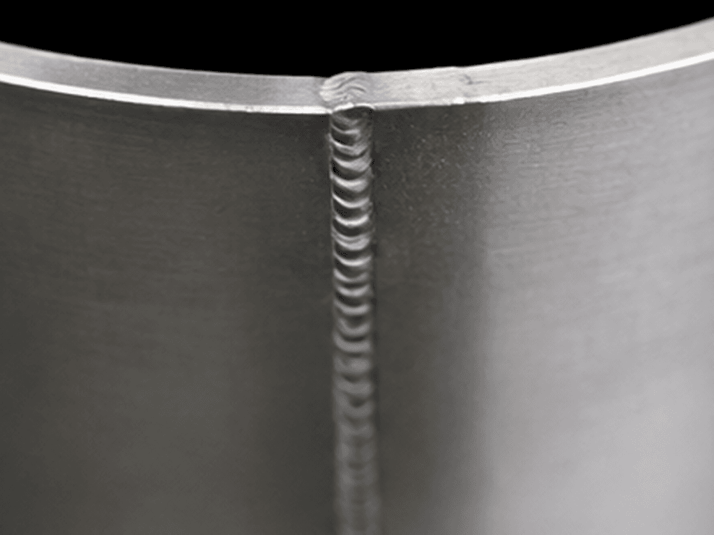 Close-up of the welded joint on a 0.5 mm thin-wall tantalum crucible