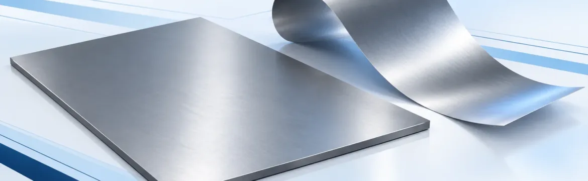 AI-generated conceptual illustration of a silver-gray flat sheet and a gently curved foil strip