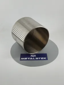 Custom nickel crucible showing the open vessel and finished rim; grade is not identified in the photograph